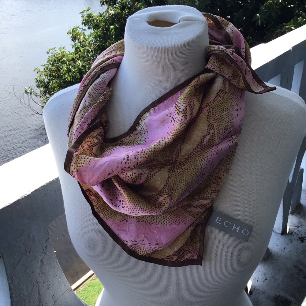 Echo Oversized Square Silk Scarf In Exotic Snake Print View 6